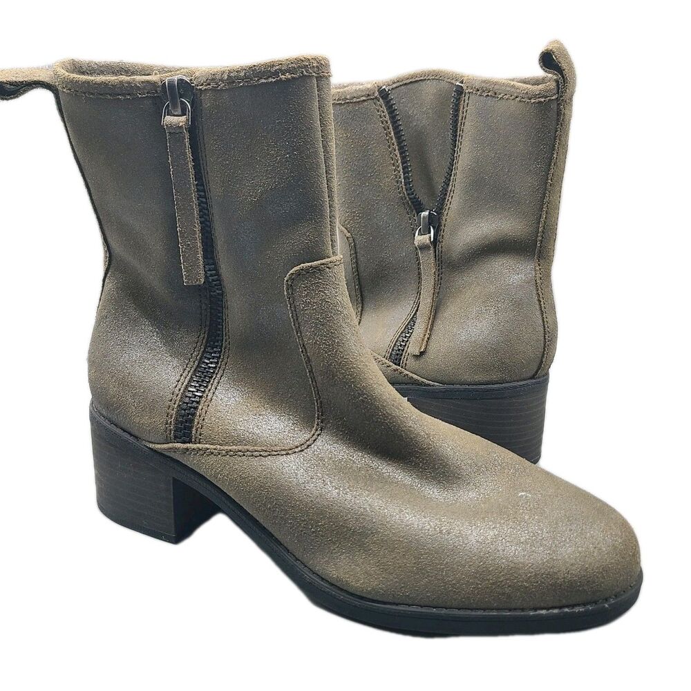 Clarks Womens Boots Nevella Devon boots ankle Shimmer Leather Zippers Sz 11 NEW